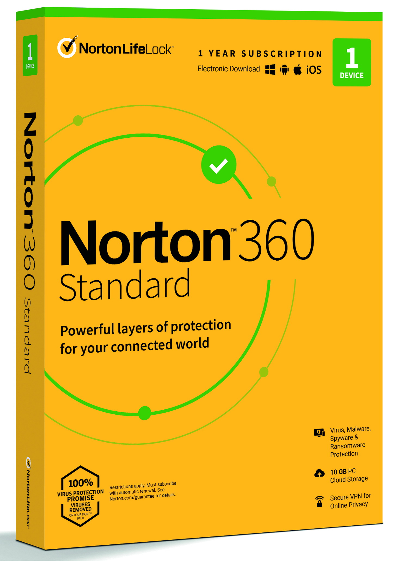 Norton 360 Standard 10GB felhőalapú biztonsági mentés PC-n, 12 hónap