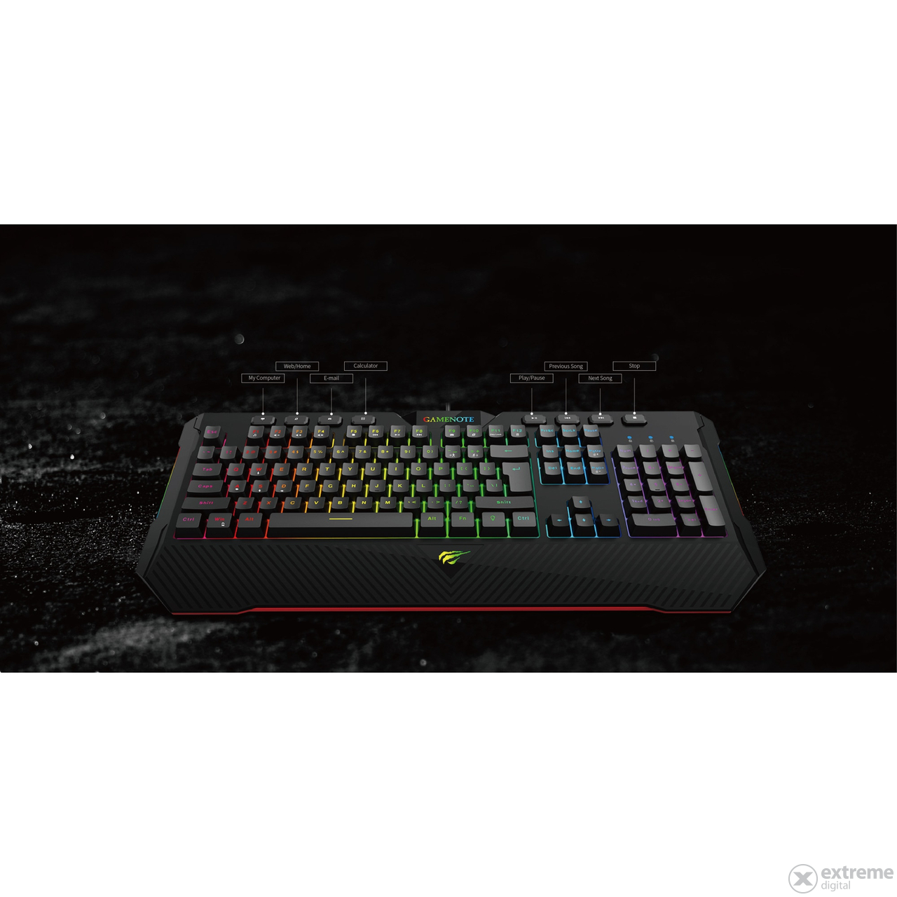 Havit KB486L Gamer-Tastatur, RGB, Internationales Layout, schwarz