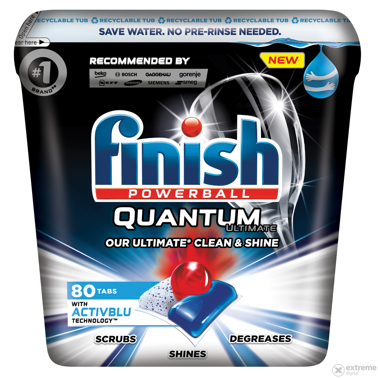 Finish Quantum Ultimate tablete za pranje posuđa, Regular, 80 kom