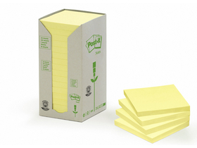 3M Post-it® Selbstklebender Notizblock, 100 Blatt, 76x76 mm, umweltfreundlich, gelb