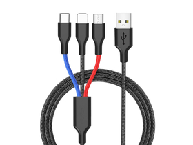 Cellect 3in1 кабел за данни, микро USB + Type-c + светкавица