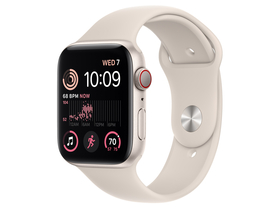 Apple Watch SE2 Cellular, 44 mm, Starlight-Aluminiumgehäuse, mit Starlight-Sportarmband