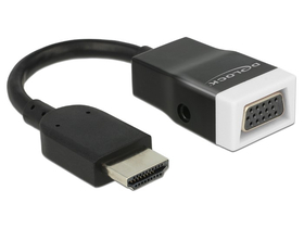 Delock 65587 adapter HDMI-A plug-VGA utičnica sa prenosnikom audio signala, 15 cm, crno-bijela