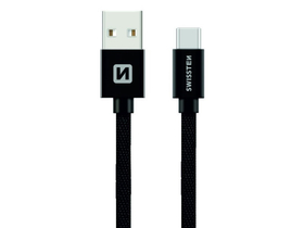 Swissten USB - USB-C кабел за данни и зареждане, черен, 0,2м