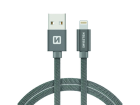 Swissten USB - lightning dátový a nabíjací kábel, šedý, 1,2 m
