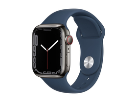 Apple Watch Series 7 GPS + Cellular 45mm, Grafitové šedé s tmavomodrým športovým remienkom