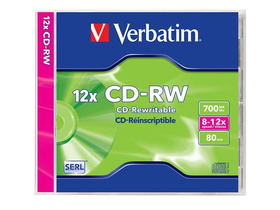 CD Disk Verbatim CD-RW  disk, rewritable, SERL, 700MB, 8-12x, 1 kom, standardno kućište