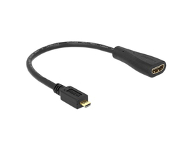 Delock HDMI-micro D muški / HDMI-A ženski kabel, 23cm