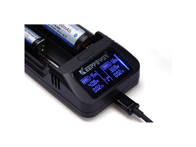 KeepPower LCD nabíječka baterií Li-ion 14500/16340/CR123/18650/26650 článků s funkcí powerbanky