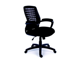Mayah "Smart" uredska stolica, naslon za ruke, crno platno, mrežni naslon, crne noge