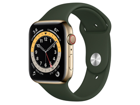 Apple Watch Series 6 GPS + Cellular 44 mm, златен с  зелена спортна каишка