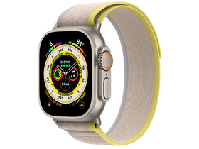 Apple Watch Ultra Cellular, 49 mm, Titangehäuse, Terrain-Armband in Gelb/Beige, M/L