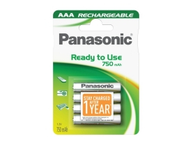 Panasonic Evolta Rechargeable 750mAh AAA 4 kusové už nabité batérie