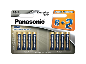Panasonic LR6EPS/8BW 6+2F 1,5V, AA/ceruza tartós alkáli elem, 8 db /csomag