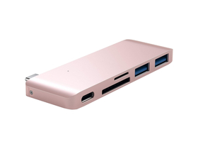 Satechi Aluminium Type-C Passthrough USB Hub, 3x USB 3.0, MicroSD,  Roza zlatna