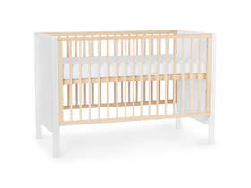 Kinderkraft MIA drveni krevetić sa zaštitnom rešetkom i madracem, bijeli