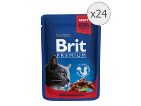 Brit Premium Cat kapsičky pre mačky, dobytok a hrášok, 24x100 g