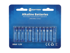 Alkalické baterie A+, LR3 AAA, 12 ks