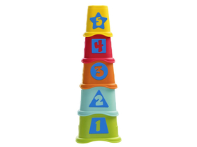 Chicco staklena kula 2u1 građevinska igra s 5 čaša i 5 oblika, 6 mjeseci +