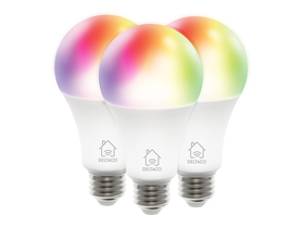 Deltaco SH-LE27RGB Smart Home farebné žiarovky, 3 ks, E27, 9W