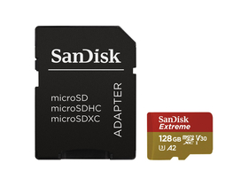 SanDisk MicroSD Extreme karta 128GB, 190/90 MB/s, A2 C10 V30 UHS-I U3 (121586)
