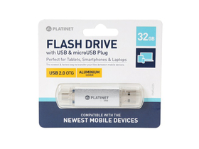 Platinet PMFA32S USB 2.0/microUSB 32GB flash disk, stříbrný