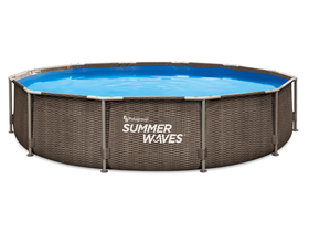 Summer Waves Frame Pool mit Rattan-Design mit Filterpumpe, 3,05 m