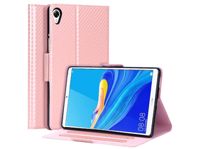 Кожен калъф Gigapack Stand за Huawei MediaPad M6 8.4 LTE розов карбонов  дизайн
