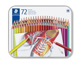 Steadtler комплект шестоъгълни цветни моливи в метална кутия, 72 различни цвята