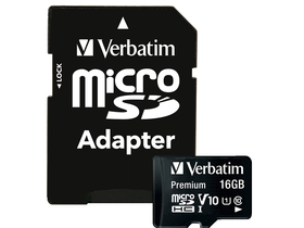 Verbatim microSDHC 16GB Cl10 Speicherkarte + Adapter