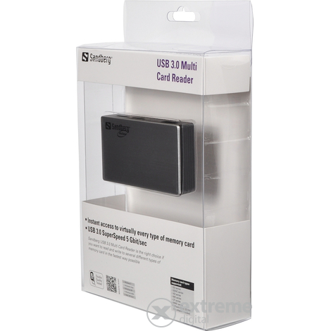 Sandberg Multi Card Reader USB3.0 kártyaolvasó, ezüst-fekete
