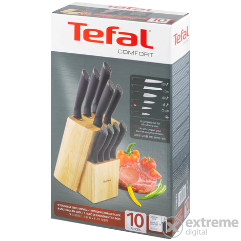 Tefal K221SB04 Comfort Touch sada nožů s dřevěným blokem na nože, 10 ks