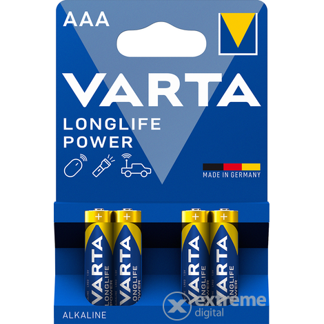 Varta Longlife Power LR03 AAA mikro alkáli elem, 4db