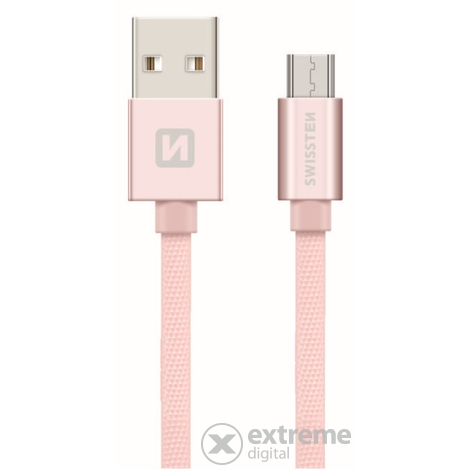 Swissten USB - micro USB adat- és töltőkábel, rozéarany, 0,2m