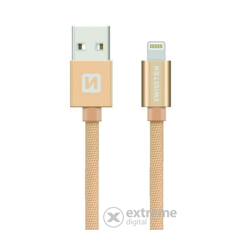 Swissten USB - lightning adat- és töltőkábel, arany, 0,2 m