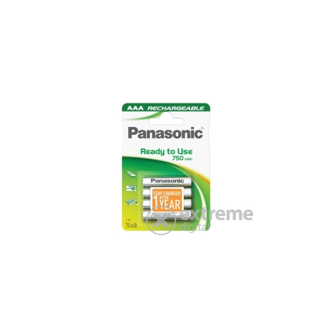 Panasonic Ready to use Rechargeable 750mAh AAA 4 darabos előtöltött akkucsomag