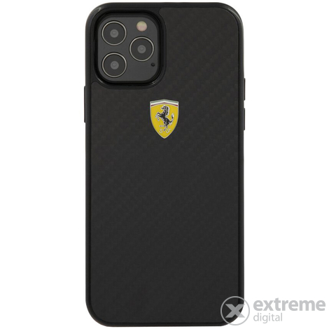Ferrari On Track Carbon Case telefon tok, iPhone 12/12 Pro készülékhez, FERCAHCP12MBK, fekete