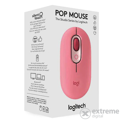 Logitech POP bežični miš s prilagodljivim emoji simbolima, ružičasti