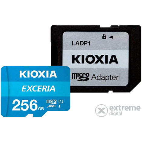 Kioxia Exceria M203 microSDXC kártya, 256GB, UHS I U1+ adapter
