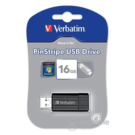 Verbatim 16 GB Pin Stripe 10/4 MB/sec USB memorija, crni