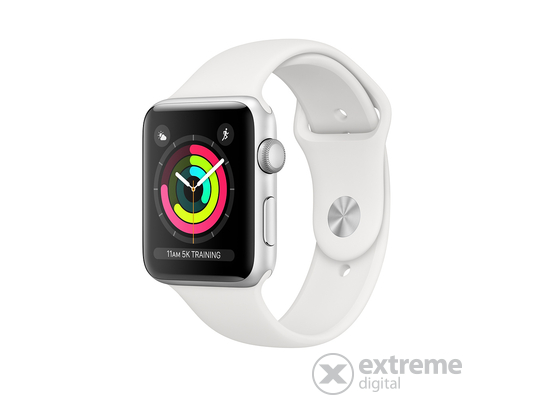 Apple Watch Series 3 GPS, 38mm, ezüst aluminium tok fehér sportszíjjal