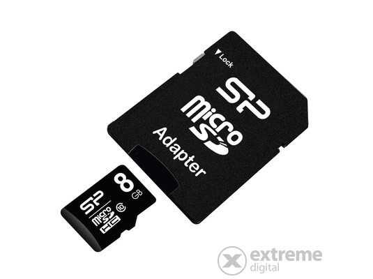 Silicon Power microSDHC 8GB 1 Adapter CL10 memóriakártya