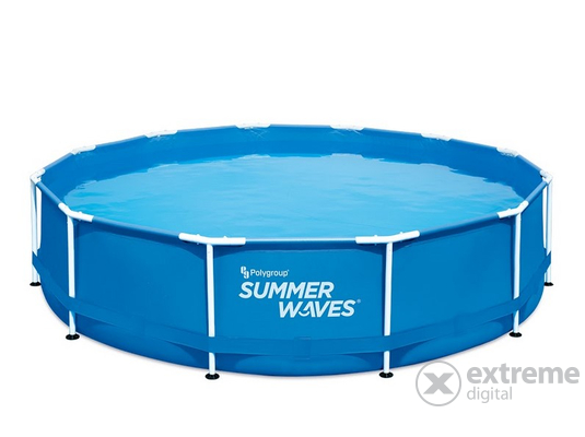 Summer Waves® fémlábas kék medence 3,66mx91cm, papírszűrős vízforgatóval, létrával