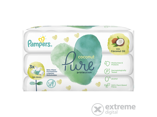 Pampers Coco Pure Protection törlőkendő, 3 csomag x 42db, 126db
