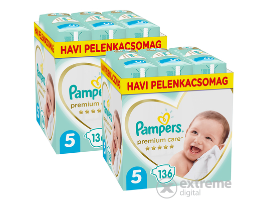 Pampers Premium Care pelenkacsomag, 5-ös méret (junior), 11-16 kg, 2x136 db